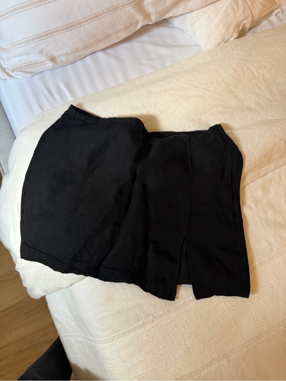 Black Mini Skirt with Front Slit